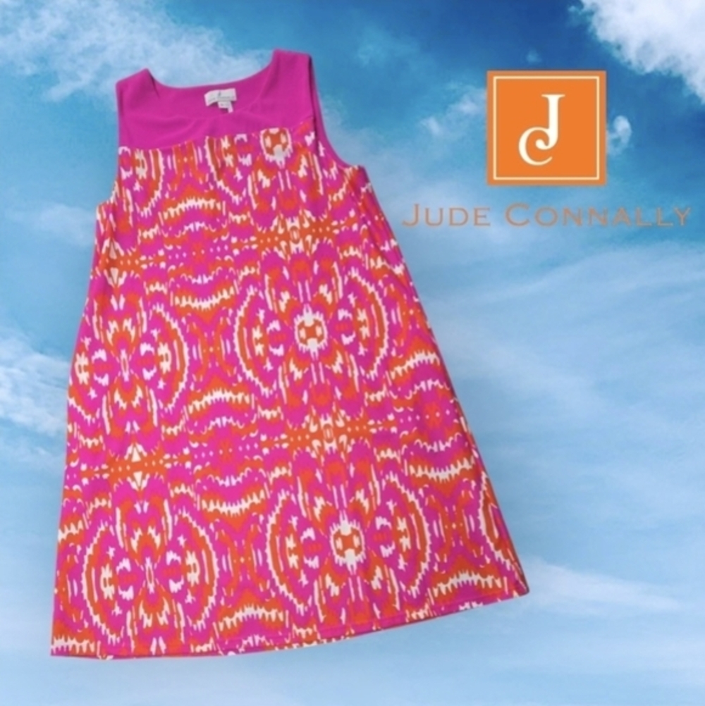 Jude Connally Molly Sleeveless Knee Length Dress Spring Vibes Hot Pink‎ L